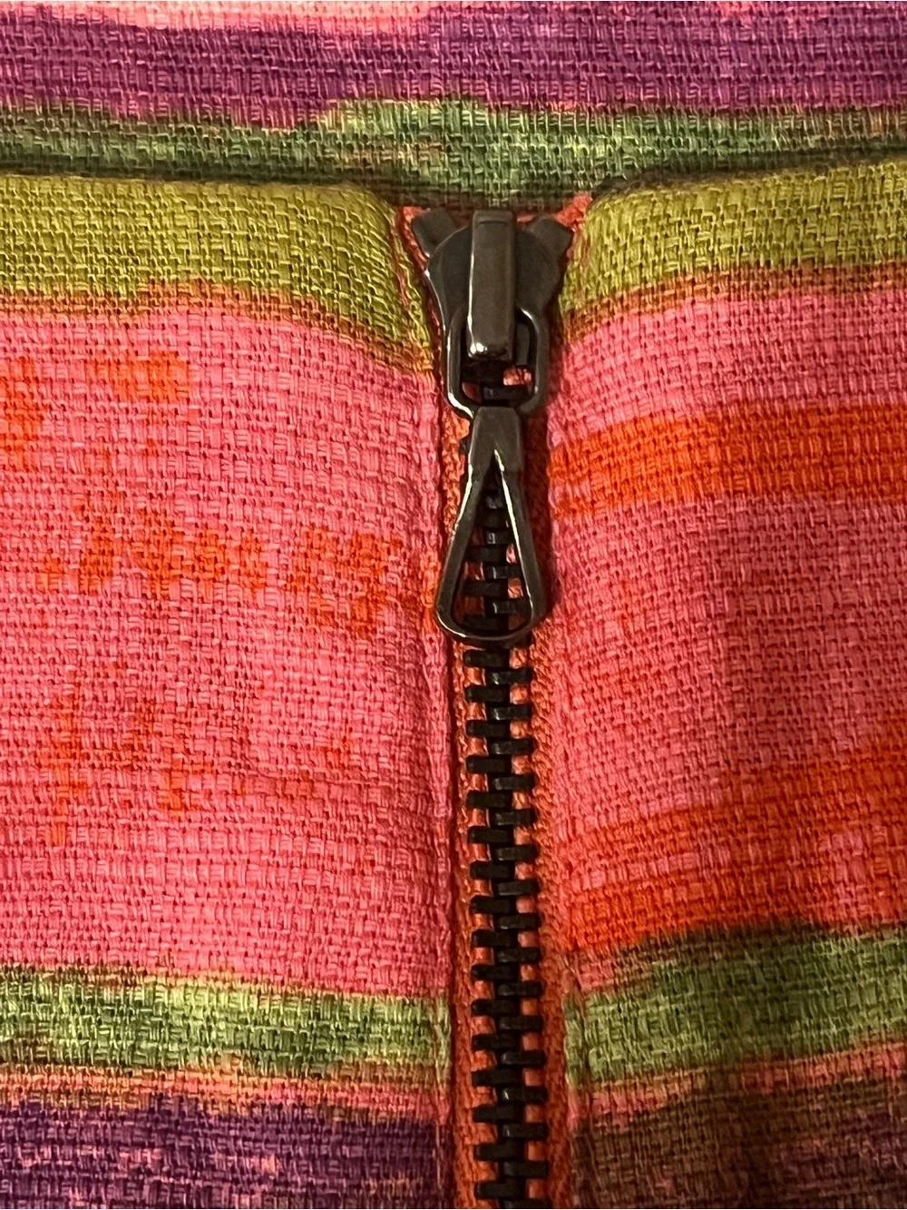 Ann Taylor Pink, Purple & Green Striped Mini Skirt